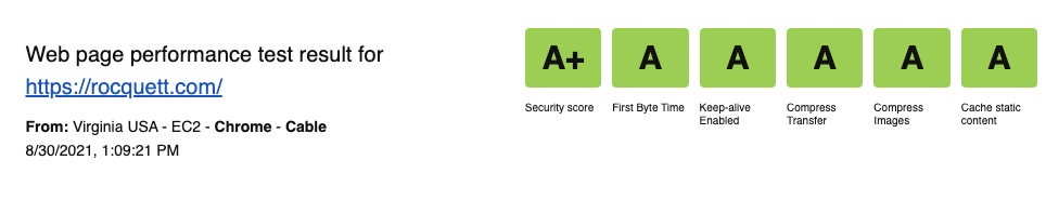 graphic of security score from web page test